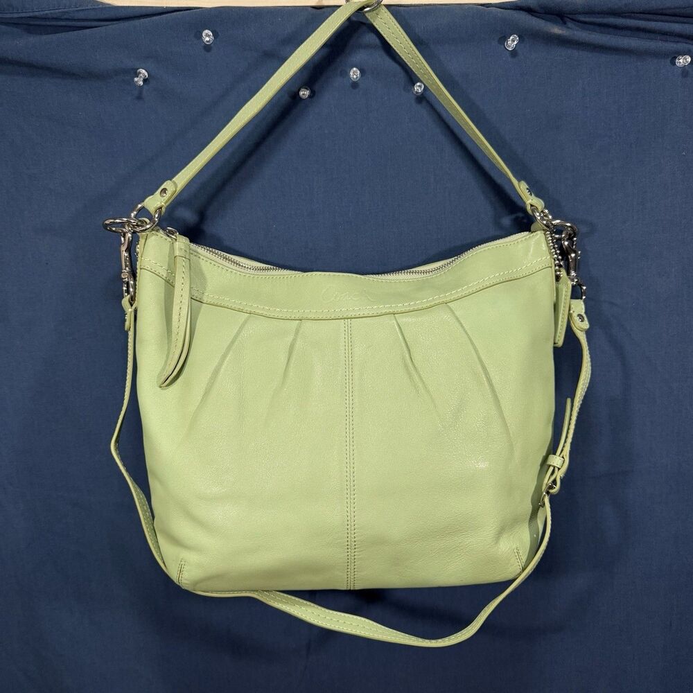 Coach F13764 Leather Shoulder Bag Mint Sage Green Hobo Purse Y2K Retro